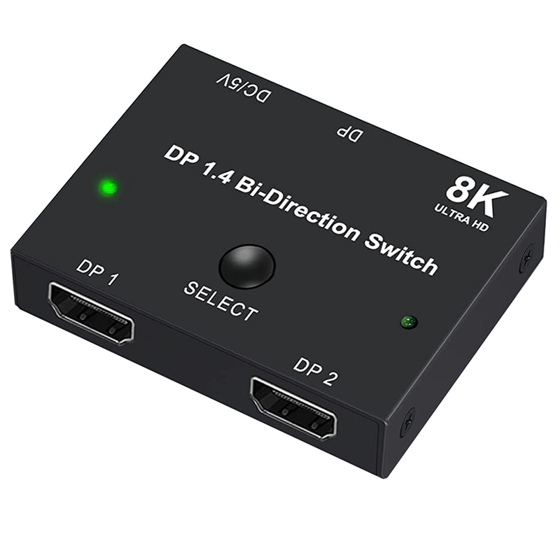 Displayport Switch 8K, Bidirectional DP 1.4 Switch 8K @ 60Hz, 4K @ 120Hz, Displayport Switcher 1 to 2/2 in 1 Out
